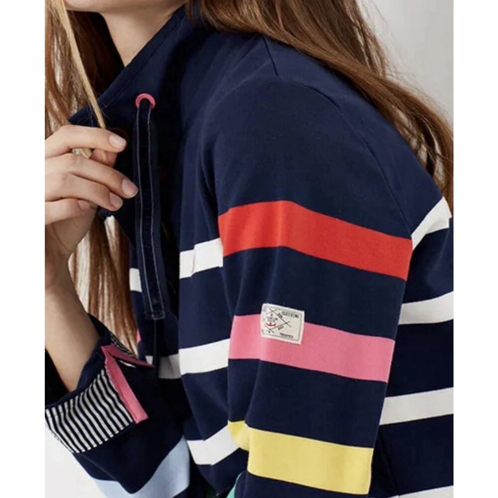 Joules Saunton Sweatshirt Womens XL Blue Multi-Striped Nautical Coastal Preppy - Picture 4 of 14